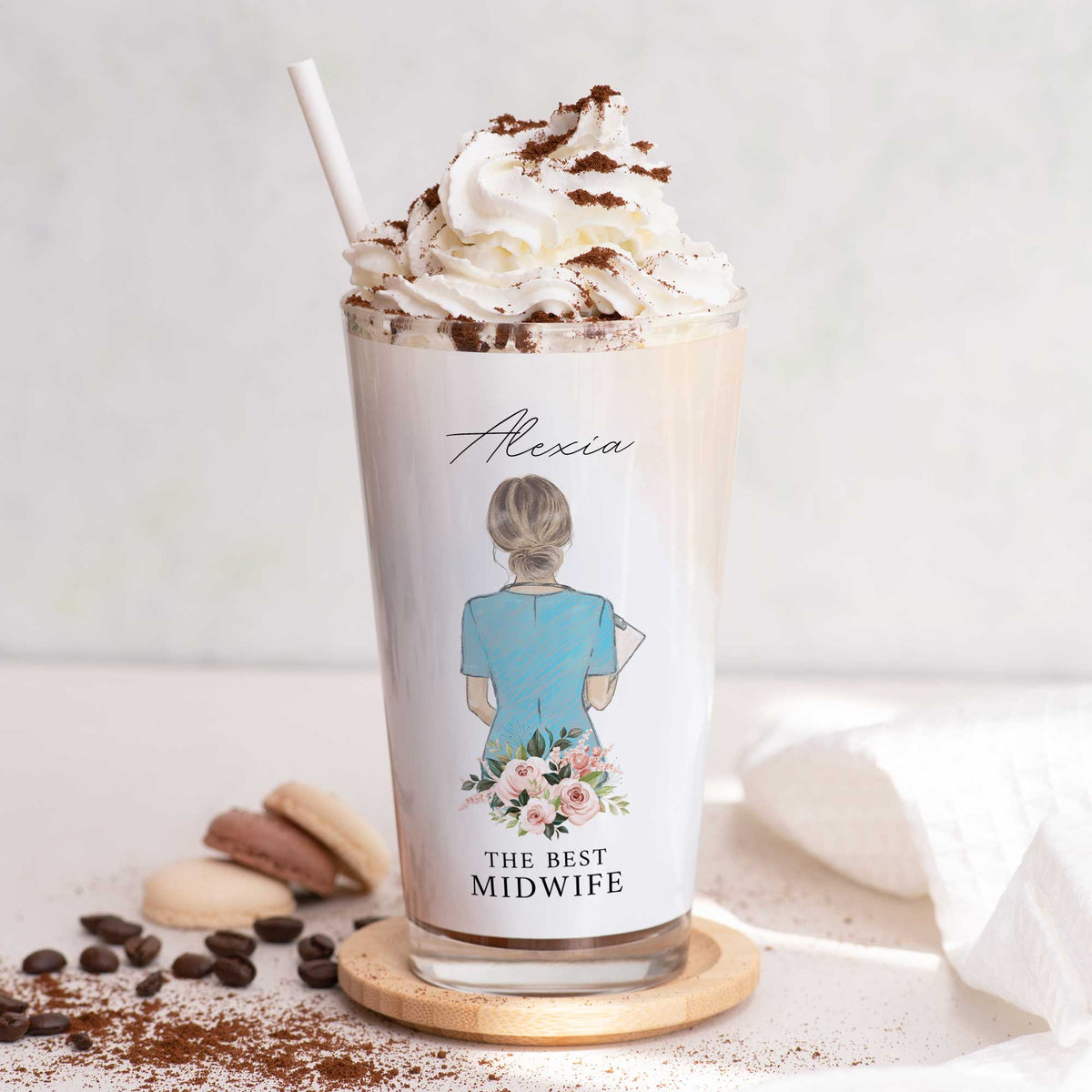 Best Midwife - Glass Latte Mug - GOTShirts