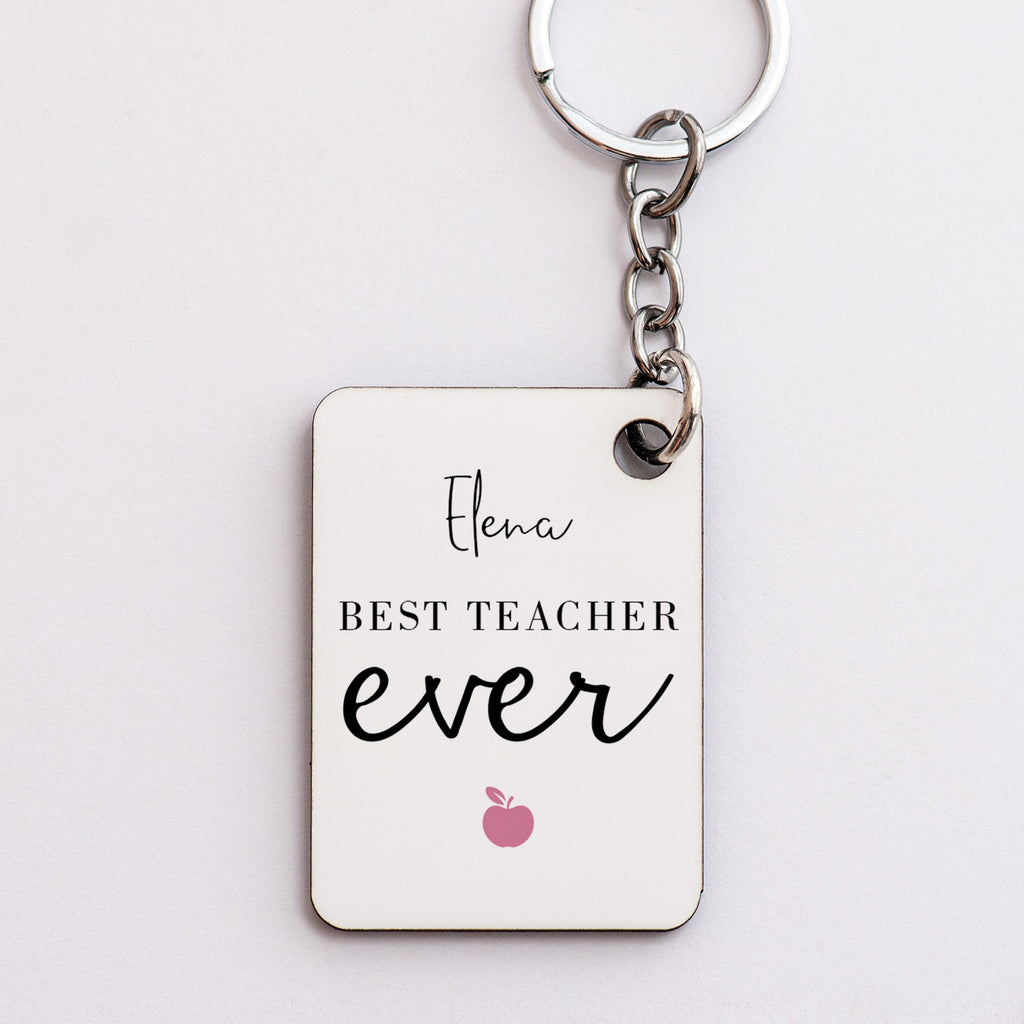 Best Teacher Ever Female - Wooden Keyring (One Side Print)
