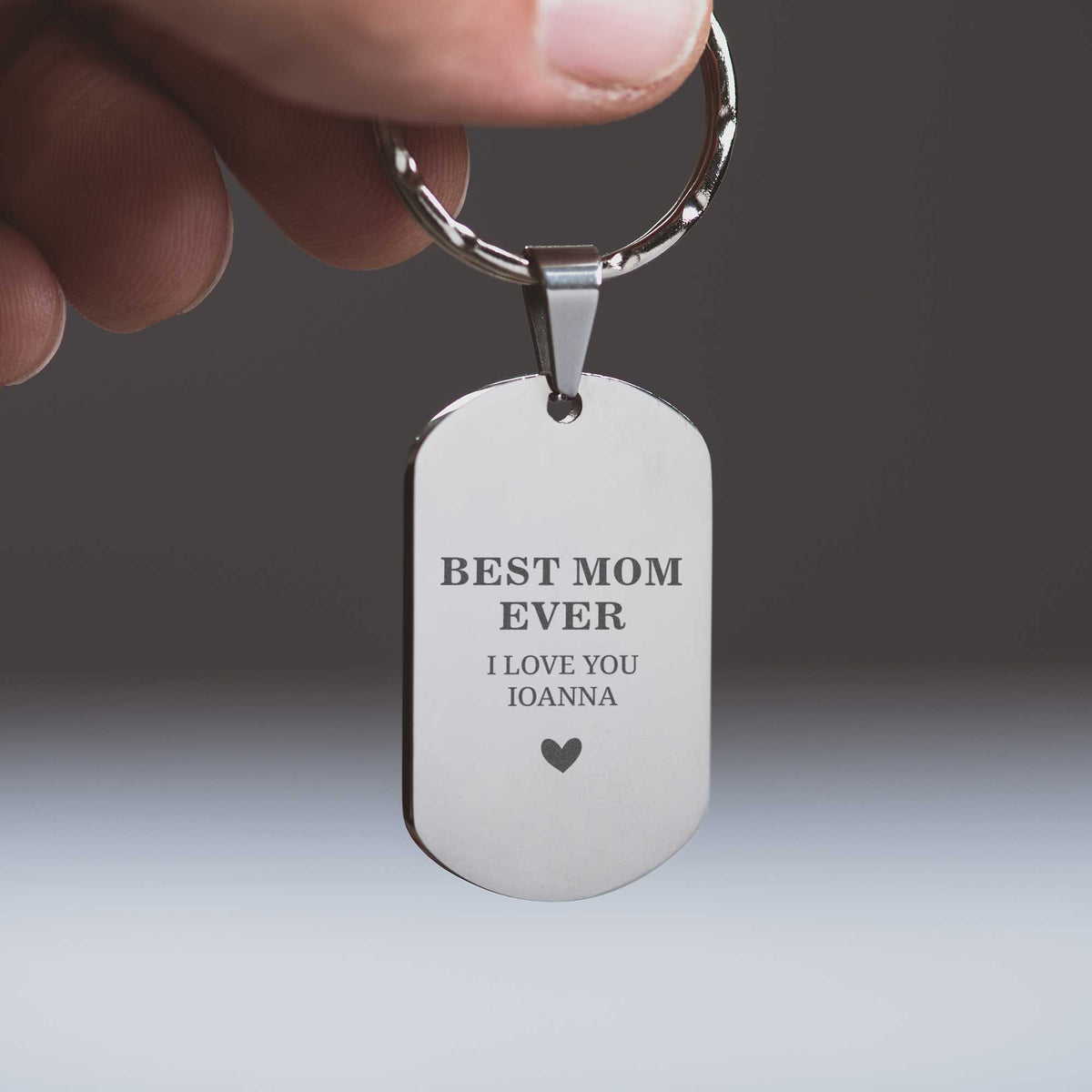 Best Mom Ever - Dog Tag Keyring (Engraved) - GOTShirts
