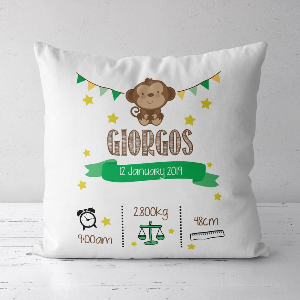 Monkey Boy Newborn - White Pillow - GOTShirts
