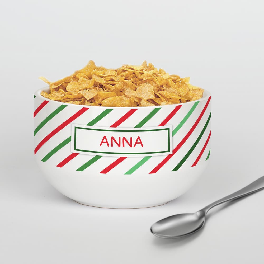 Personalized Ceramic Bowl - Stripes Pattern