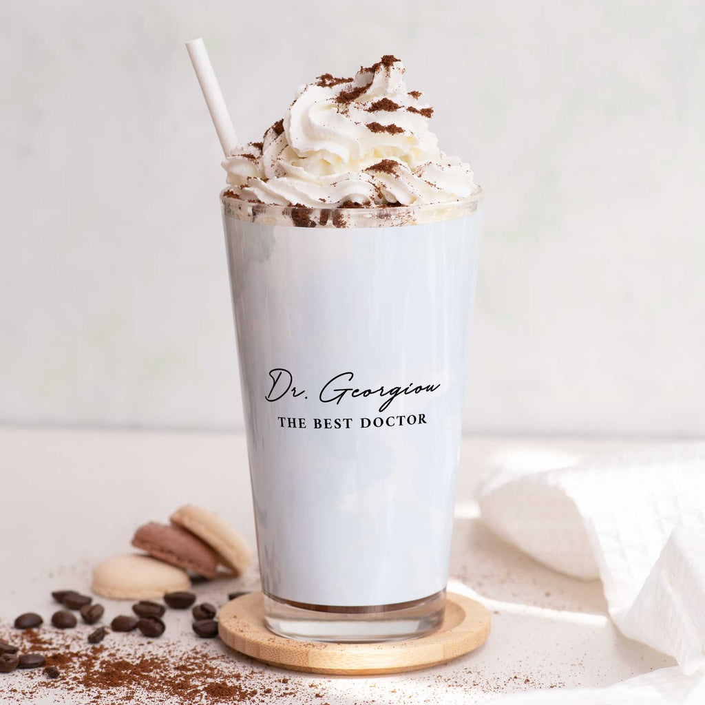 Best Doctor Gray Watercolor - Glass Latte Mug - GOTShirts