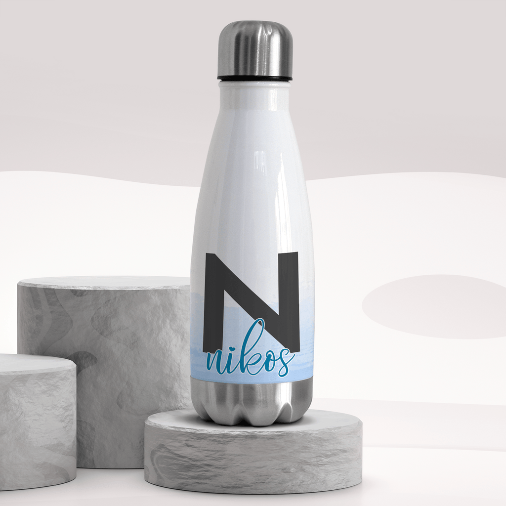 Blue Letter & Name - Bowling Bottle 350ml - GOTShirts
