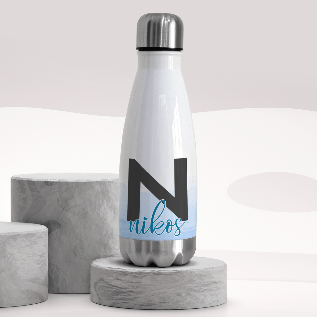 Blue Letter & Name - Bowling Bottle 350ml