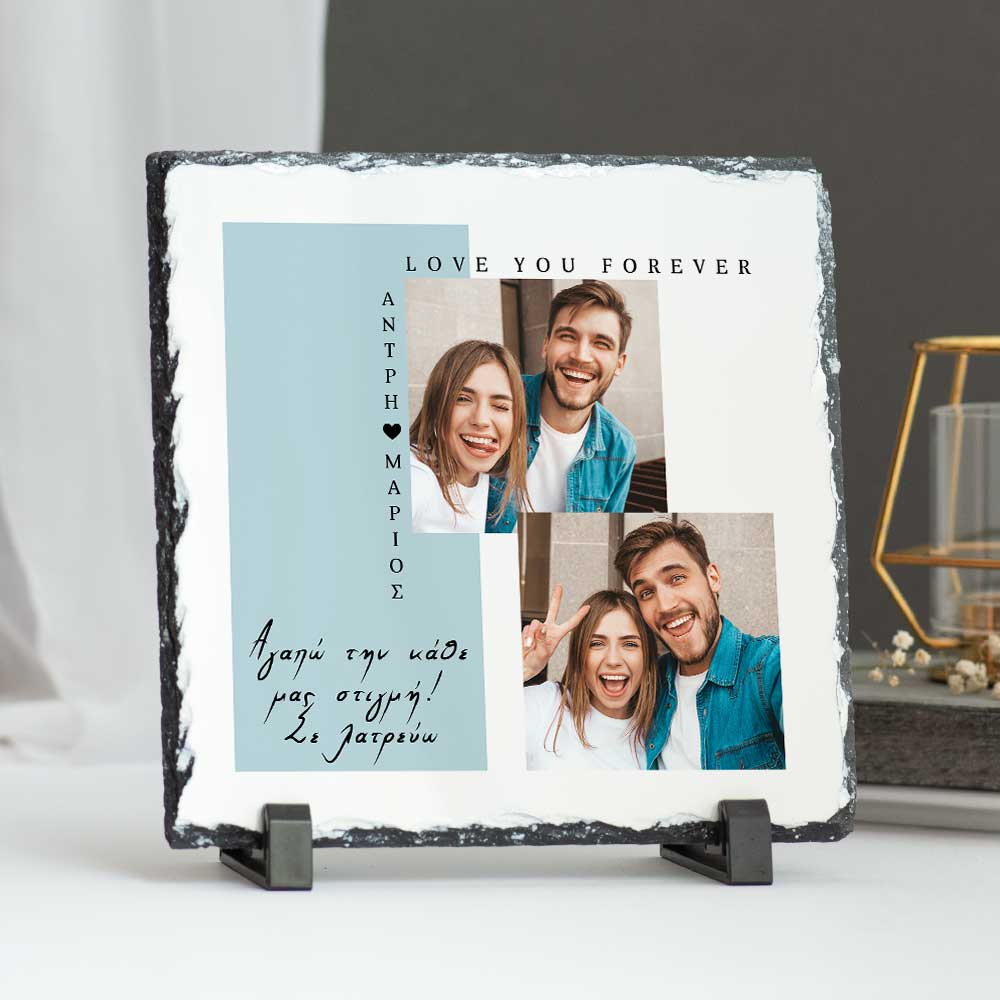 Light Blue Modern Design - Rock Photo Slate Square - GOTShirts
