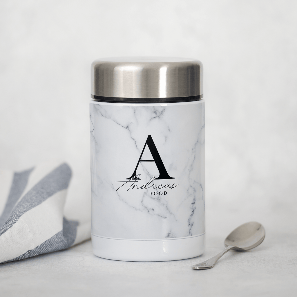 Letter & Name Grey Marble - Food Jar - GOTShirts