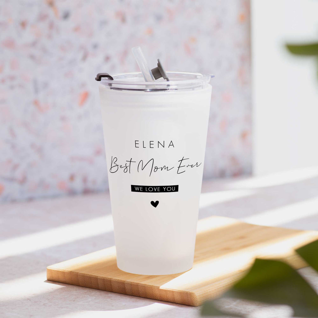 Best Mom Ever - Frosted Glass Tumbler With Straw - GOTShirts