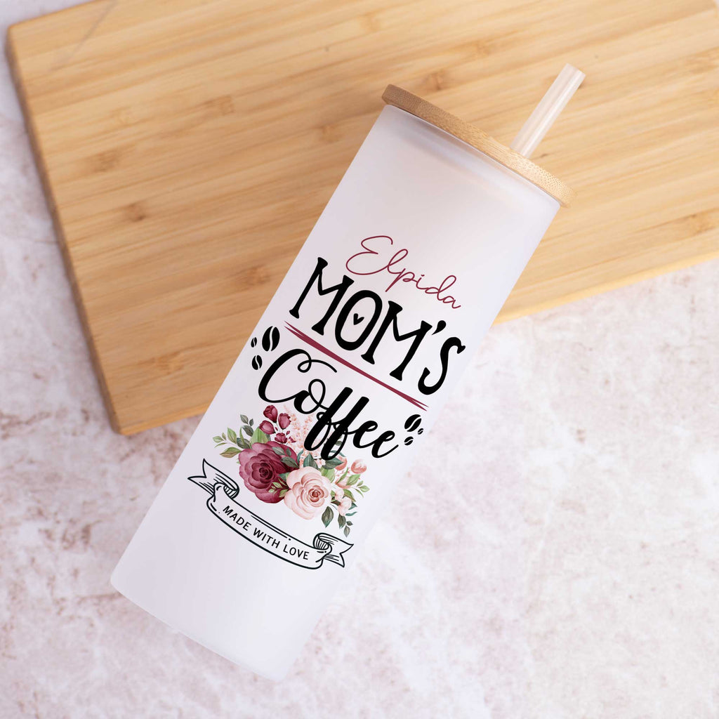 Mom's Coffee - Skinny Frosted Glass Tumbler - GOTShirts