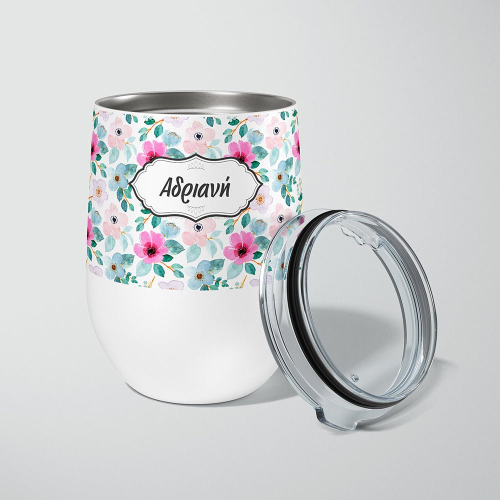Flower Pattern - Stainless Steel White Mug - GOTShirts