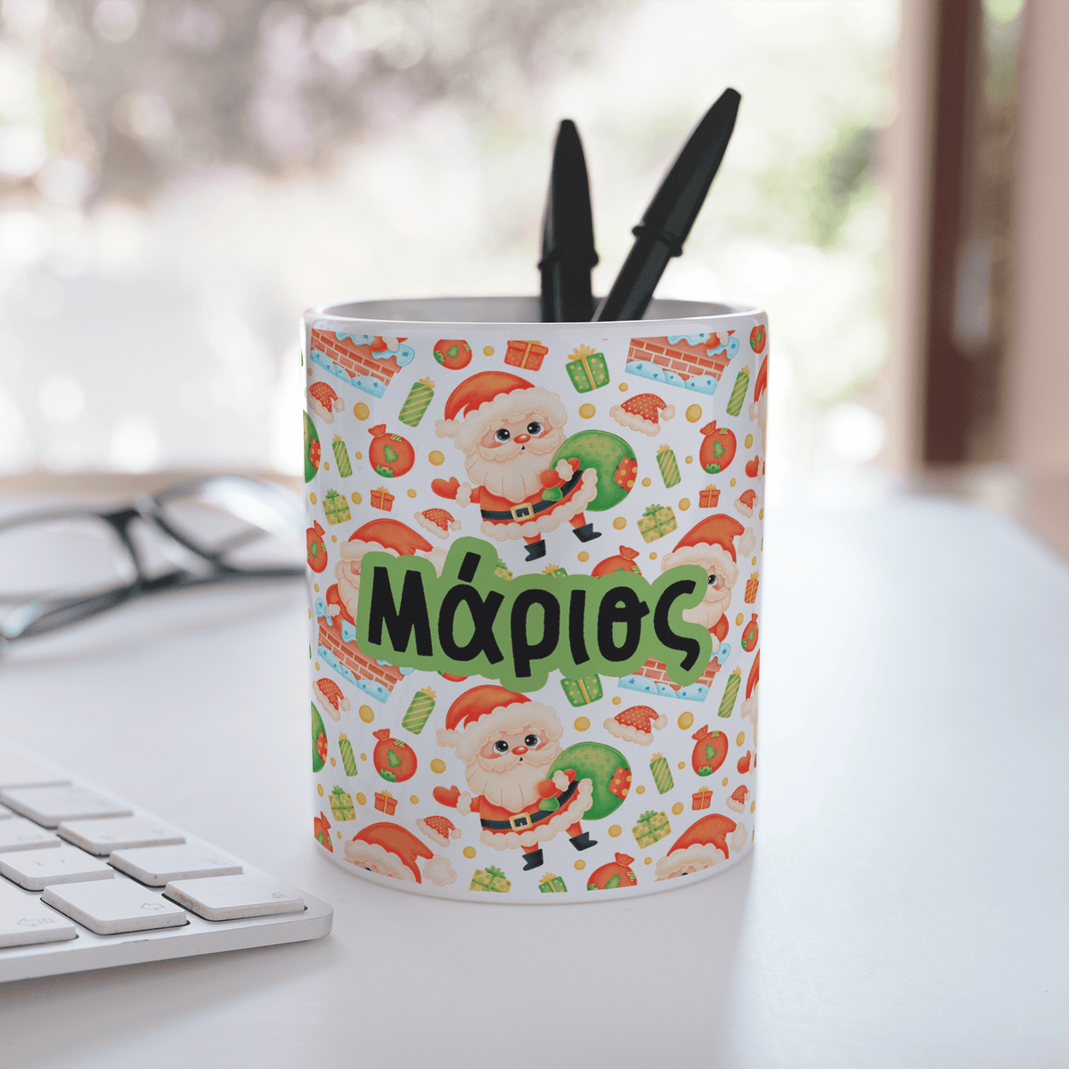 Santa Claus Pattern - Ceramic Pencil Holder - GOTShirts