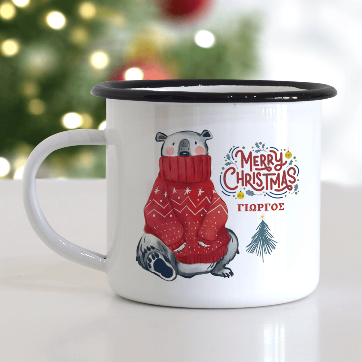 Christmas Bear - Christmas S/Steel Enamel Mug - GOTShirts
