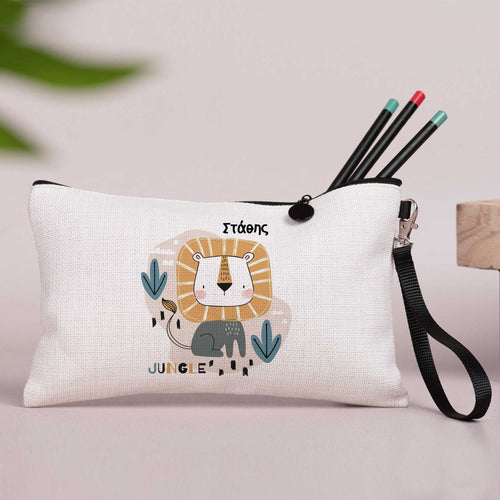 Jungle Lion - Linen Pencil Case - GOTShirts