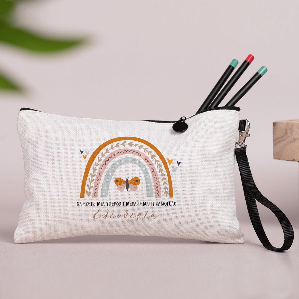 Butterfly Rainbow - Linen Pencil Case