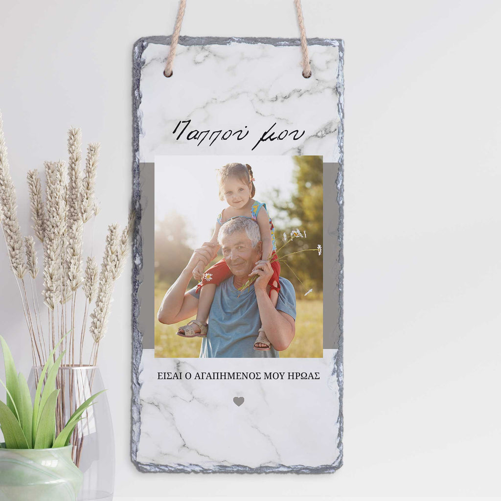 My Grandfather Is My Hero - Wall Hanging Rock Slate - GOTShirts