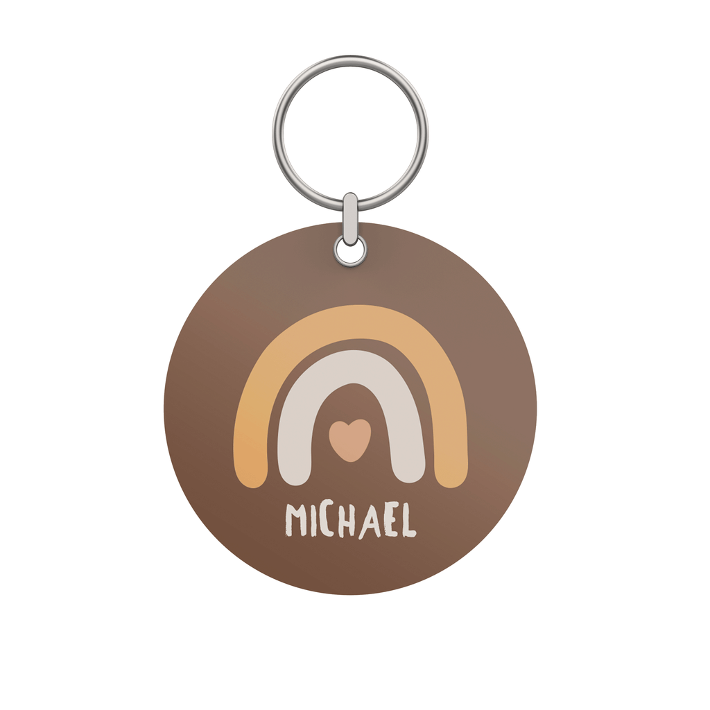 Brown Heart Rainbow - Wooden Bag Tag - GOTShirts