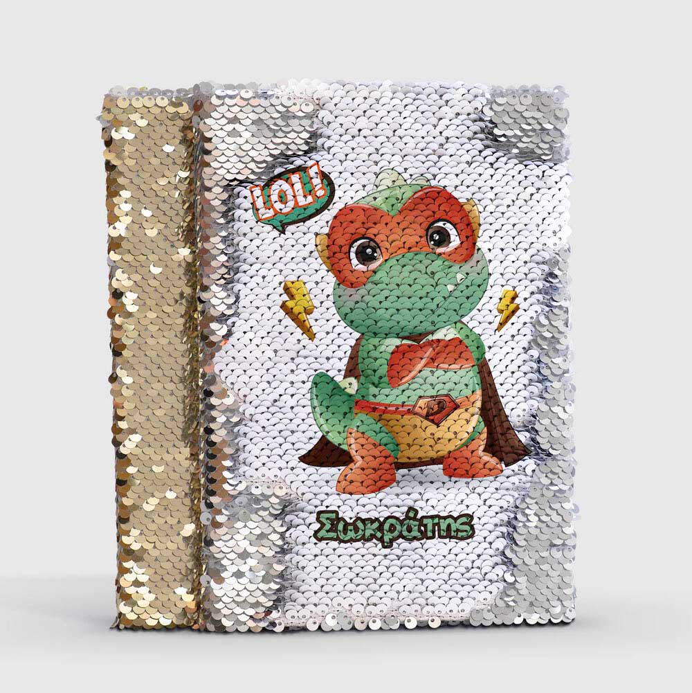 Super Dinosaur - Sequin Notebook - GOTShirts