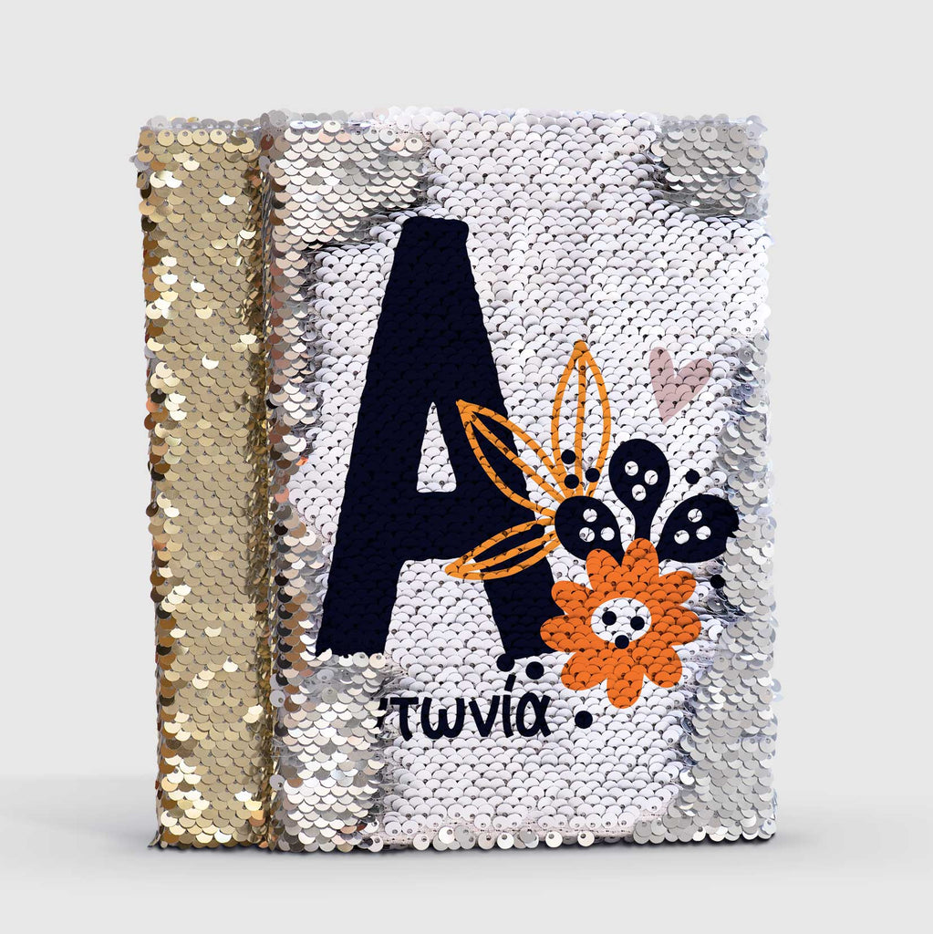 Orange Flower Name & Letter - Sequin Notebook - GOTShirts