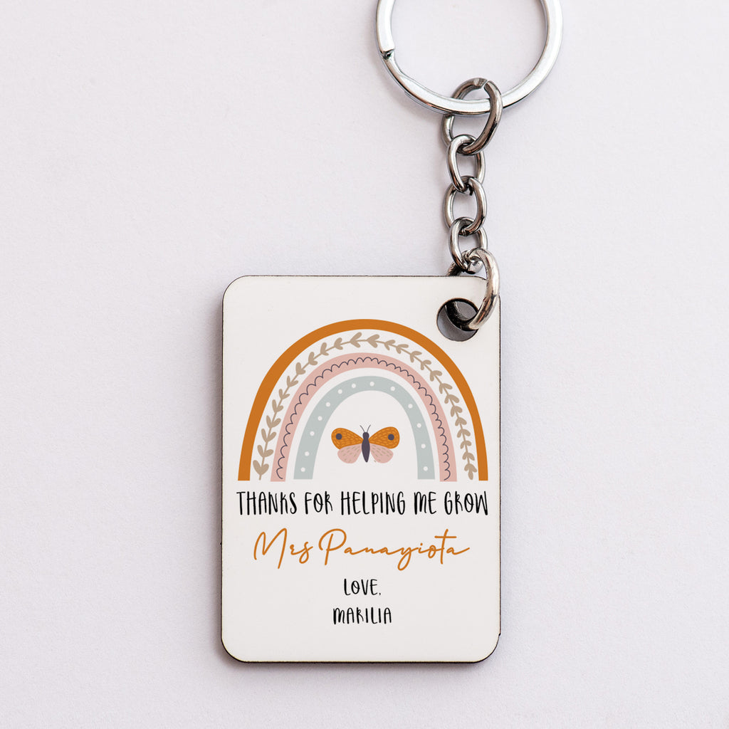 Teacher Rainbow - Wooden Keyring (One Side Print)