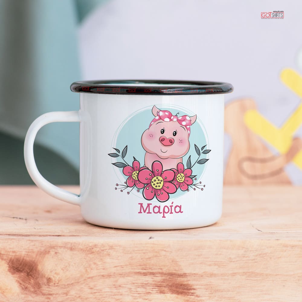 Piggy - Stainless Steel Enamel Mug - GOTShirts