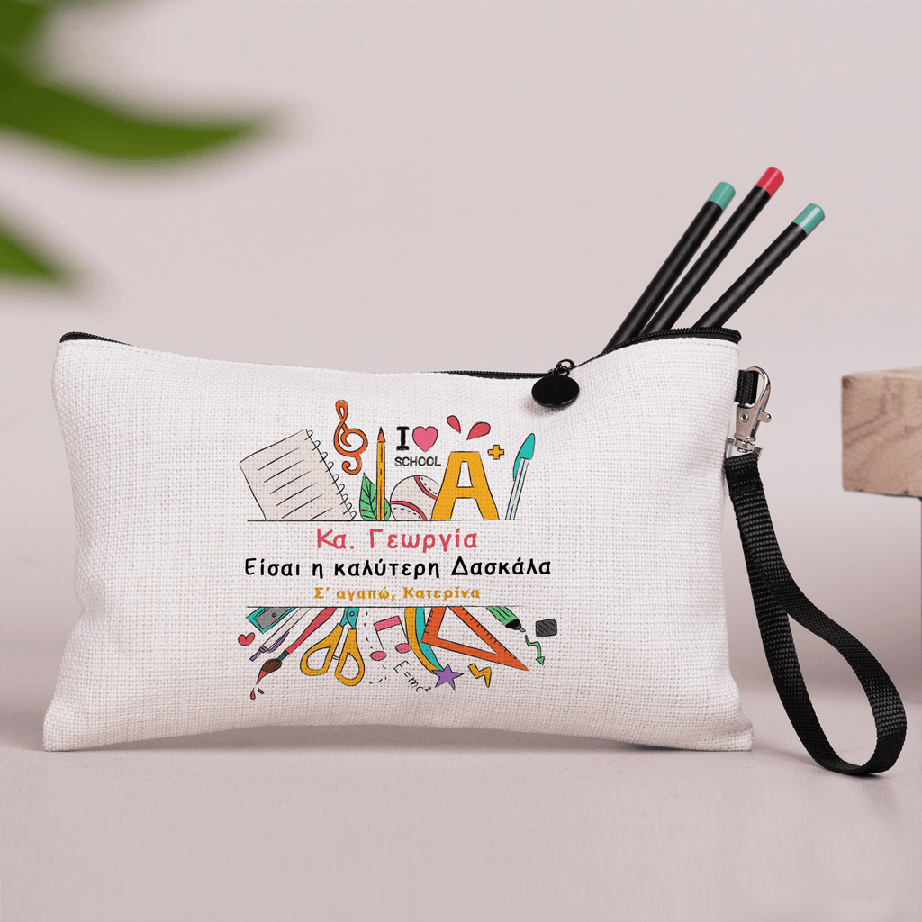 I Love My Teacher - Linen Pencil Case - GOTShirts