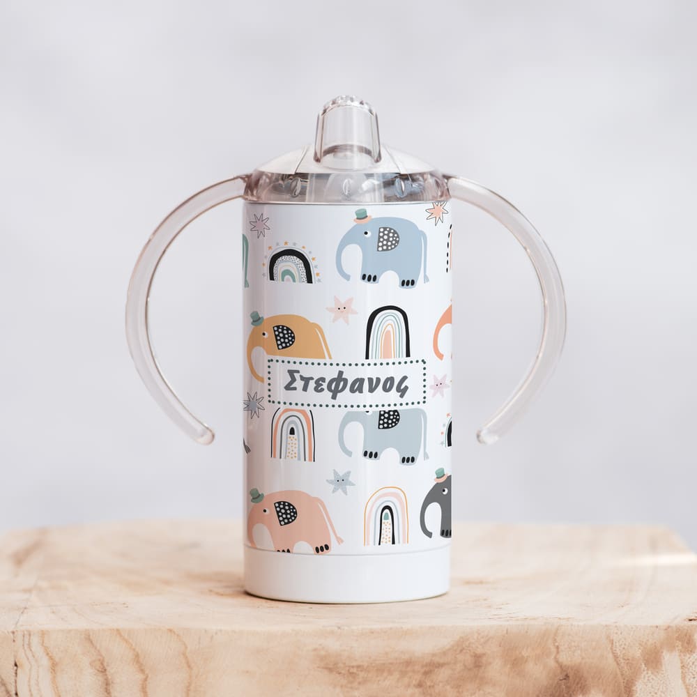 Elephants - Straight Double Wall Stainless Steel Sippy Cup - GOTShirts