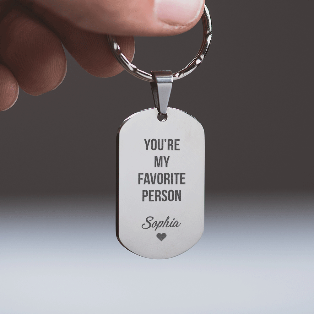 My Favorite Person - Dog Tag Keyring (Engraved)