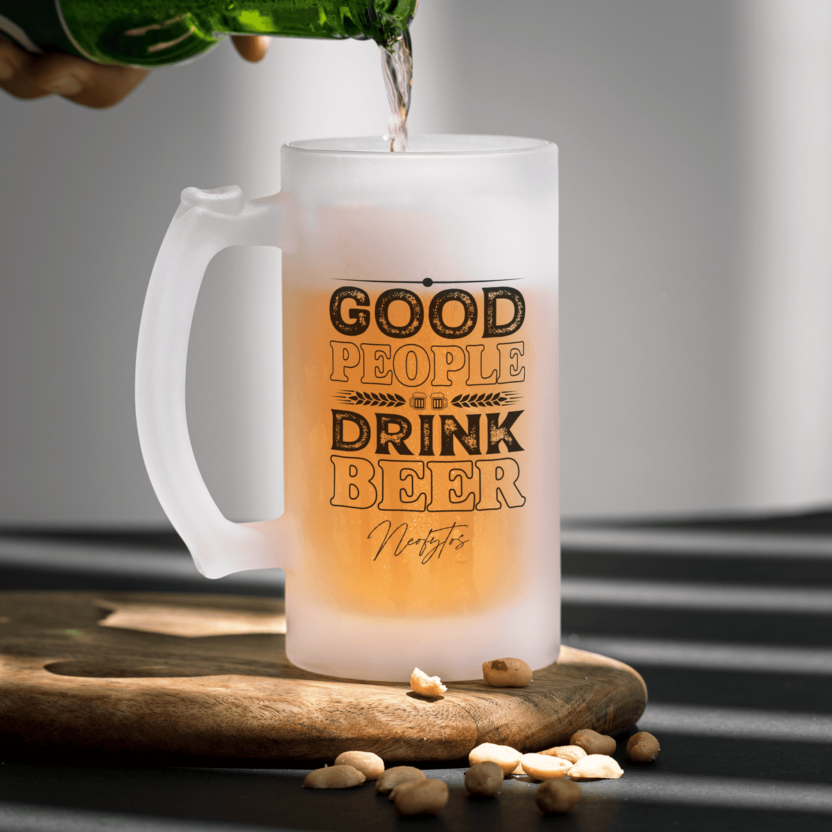 Good People Drink Beer - Frosted Beer Glass - GOTShirts